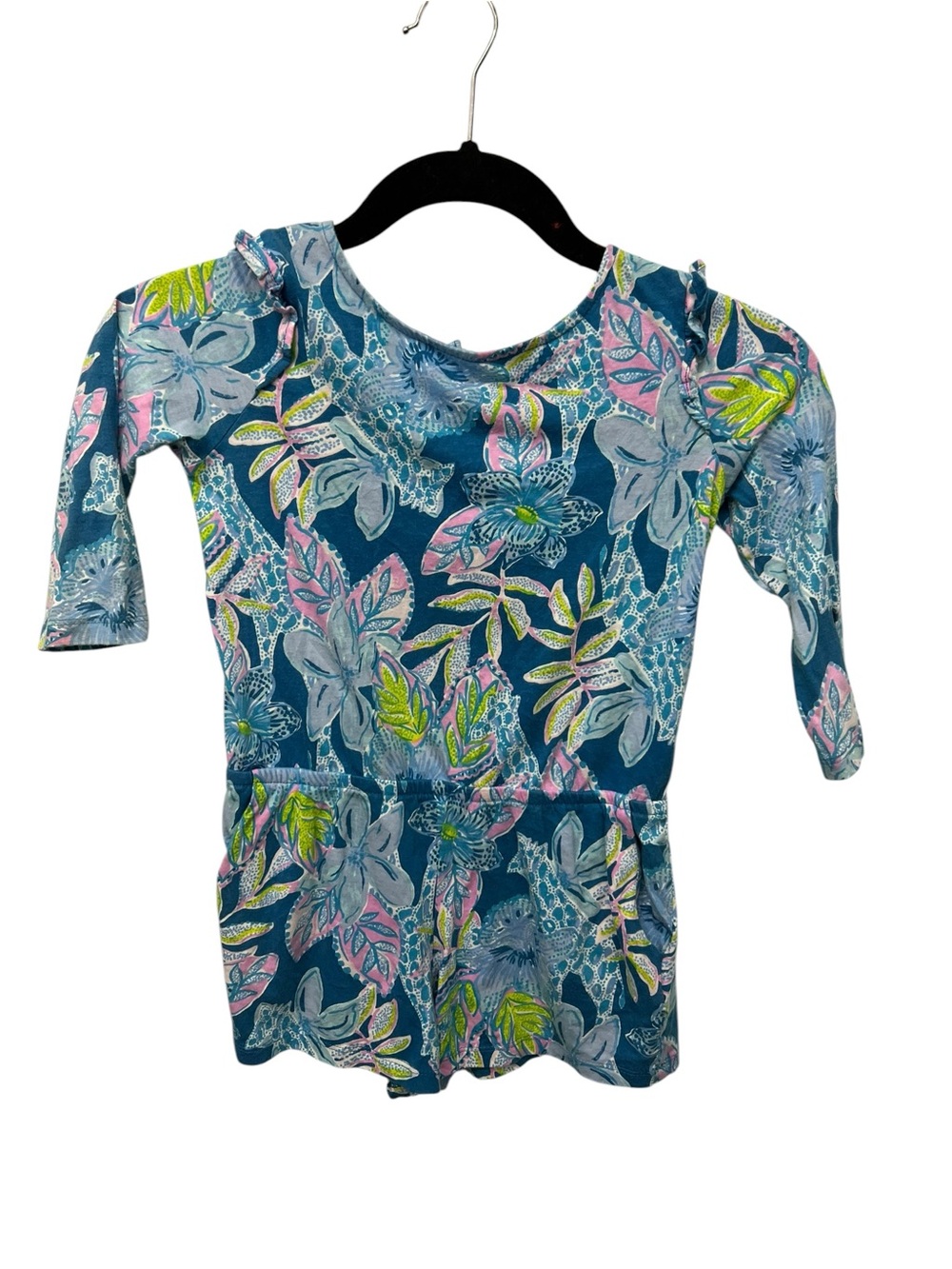 Lilly Pulitzer Kids Romper Blues and Pinks 100% Cotton Size Medium